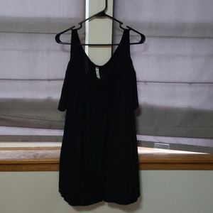 Black cut out shoulder blouse